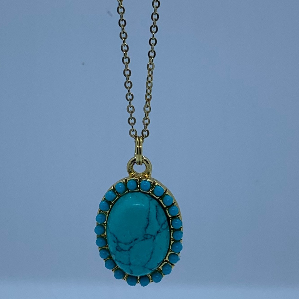 Turquoise Colour Pendant and Chain